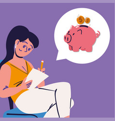 Woman With Piggy Bank