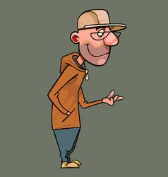 Cartoon Man In Hoodie And Baseball Cap Is Counting