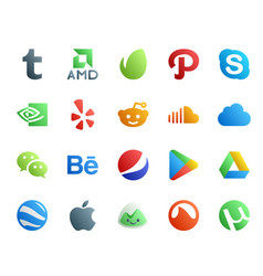 20 Social Media Icon Pack Including Google Play