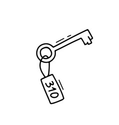 Outline Key With Tag From Hotel Room Or Apartment