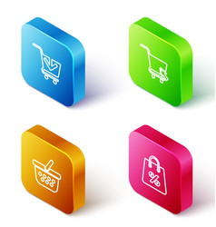 Set Isometric Line Add To Shopping Cart