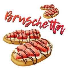 Strawberry Bruschetta Icon Cartoon