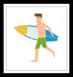 Surfer Man Running With Surfboard