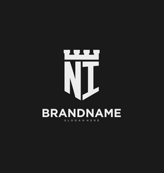 Initials Ni Logo Monogram With Shield