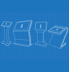 Blueprint Of Interactive Kiosk Mock Up