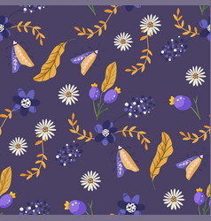 Boho Purple Berry And Moth Seamless Pattern