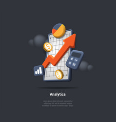 Data Analytics 3d Increase Chart With Calculator