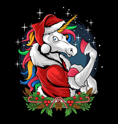 Santa Claus Unicorn Gym Rainbow-colored Hair