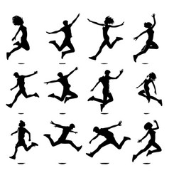 Silhouette Set Of A Person Jumping