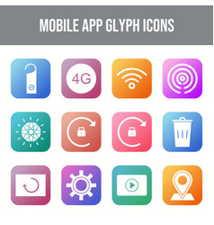 12 Mobile App Icons In One Set