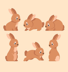 Flat Easter Bunnies Set