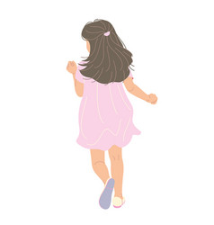 Running Little Girl In Dress Back View