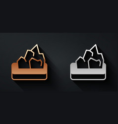 Gold And Silver Ore Mining Icon Isolated On Black