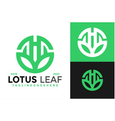 Letter H Green Lotus Leaf Logo Design Symbol