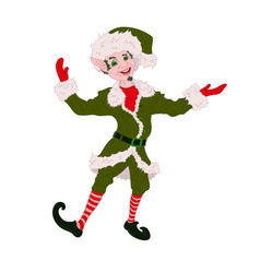 Christmas Elf Santa Assistant In Fur Coat