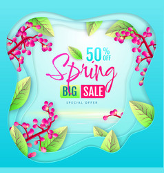 Spring Big Sale Poster With Flowering Branches