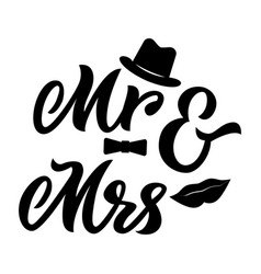 Mr And Mrs With Hat Lips Wedding Sign Hand