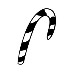 Candy Cane In Outline Doodle Style