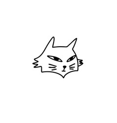 Doodle Outline Cat Head With Slanted Eyes