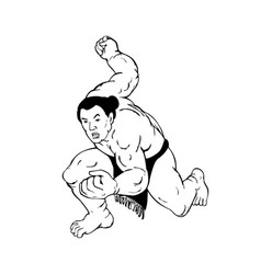 Professional Sumo Wrestler Or Rikishi In Fighting