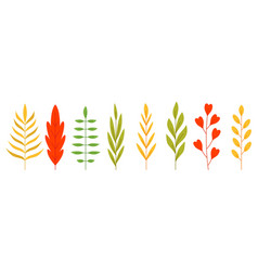 Autumn Branch Fall Leaf Flat Icon Set Eco Sprout