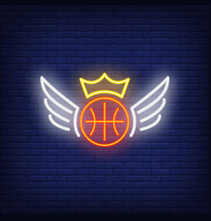 Basketball In Crown With Wings Neon Sign