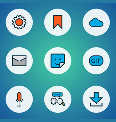 Network Icons Colored Line Set With Gif Sticker