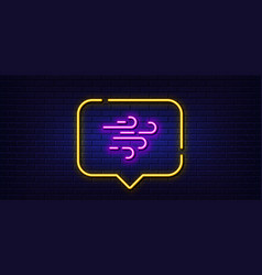 Windy Weather Line Icon Strong Wind Neon Light