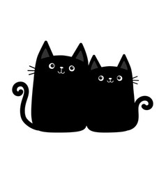 Cute Black Cat Boy And Girl Couple Kitten Hugging