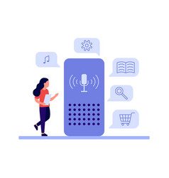 Voice Command Device Smart Speaker And Woman