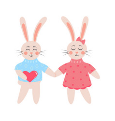 Cute Rabbits In Love Bunny Boy With Heart Holding