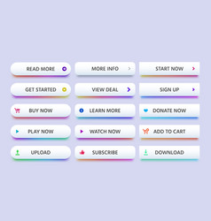 Glass buttons collection colored menu Royalty Free Vector