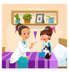 Family Pediatrician Doctor Exam Girl Kid At Home