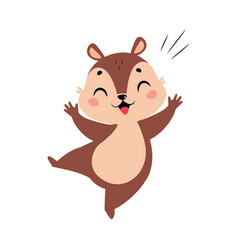 Funny Chipmunk Character With Cute Snout Jump