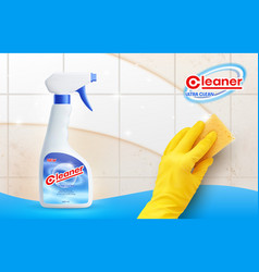 Tile Cleaner 3d Promo Banner With Hand