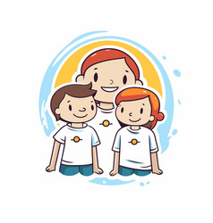 A Happy Family On White Background