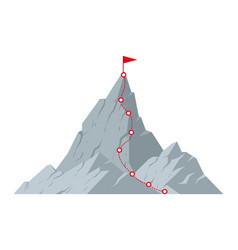 Cartoon Mountain Peak Climbing Progress Dotted