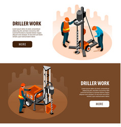 Driller Isometric Banners Set