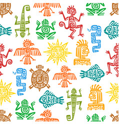 Maya Aztec Totems Seamless Pattern Background