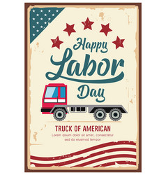 Poster Labor Day Car Truck America Vintage