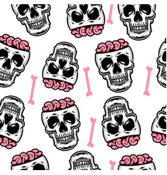 Seamless Pattern Of A Skull With Brain