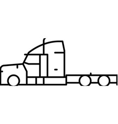 Semi Truck Construction Car Vehicle Line Icon