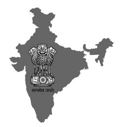 India Map Silhouette And Coat Arms Over