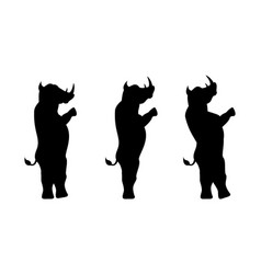 Rhinoceros Silhouette Stands On Two Legs