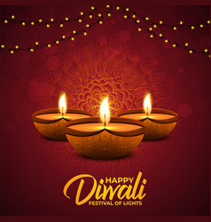 Happy Diwali Festival Of Lights With Diyas