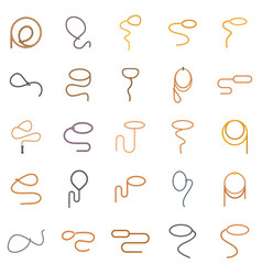 Lasso Icons Set Flat Hand Cowboy