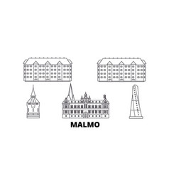 Sweden Malmo Line Travel Skyline Set