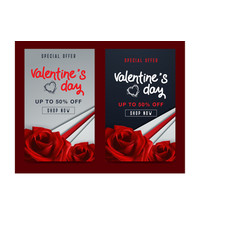 Valentines Day Sale Background With Icon Set