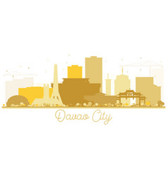 Davao City Skyline Golden Silhouette