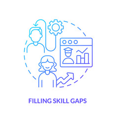 Filling Skill Gaps Blue Gradient Concept Icon